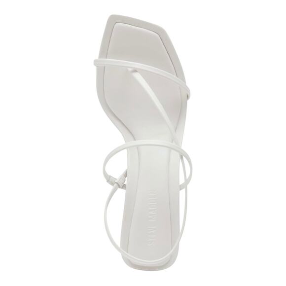 Steve Madden Women's Locke Strappy Leather Mid Heel Dress Sandals White Size 8 - Picture 3 of 4